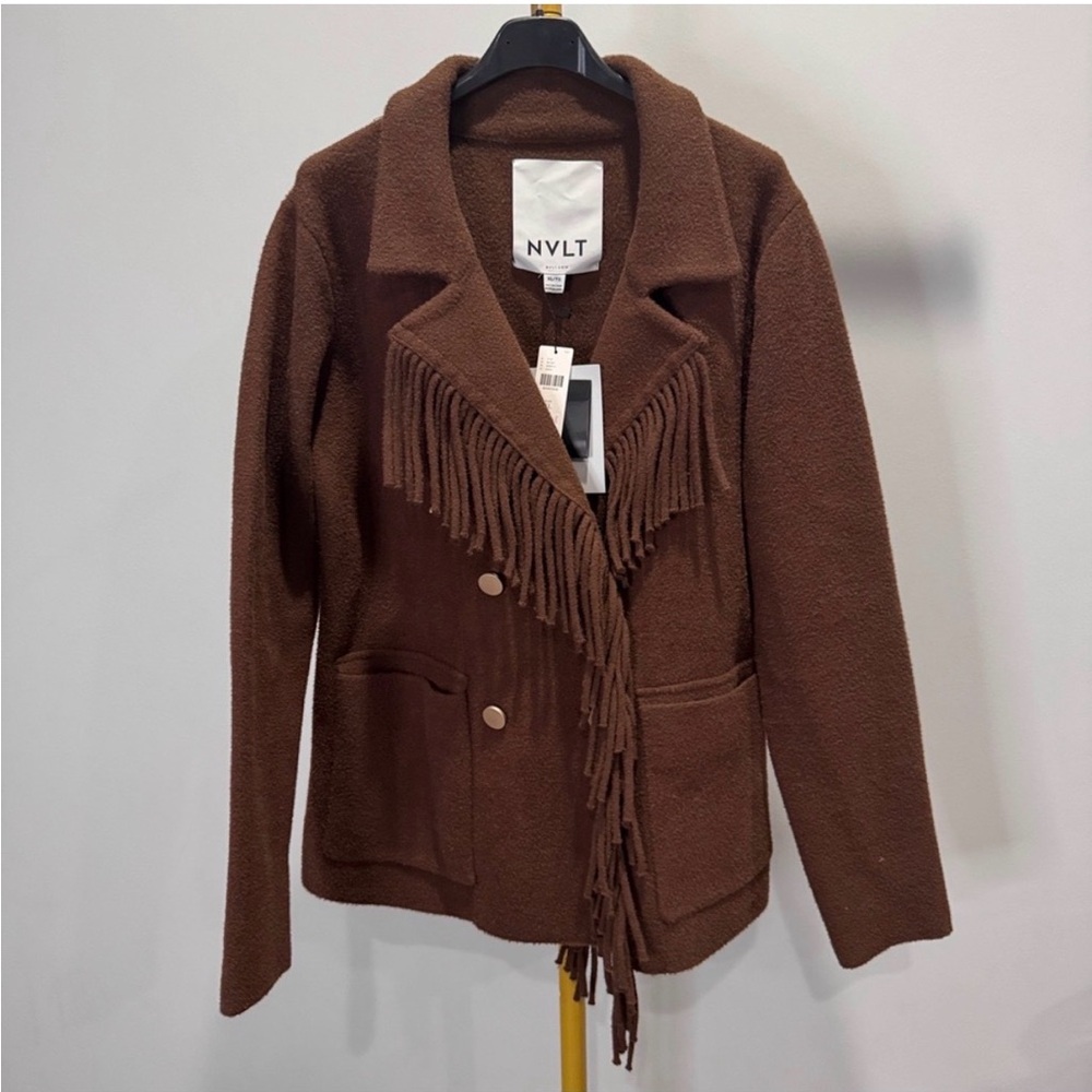 NVLT Knit Fringe Blazer Coatigan